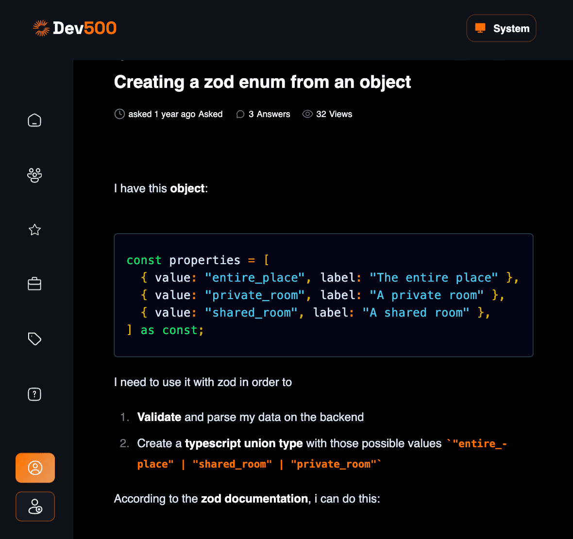Screenshot of Devstack Overflow project